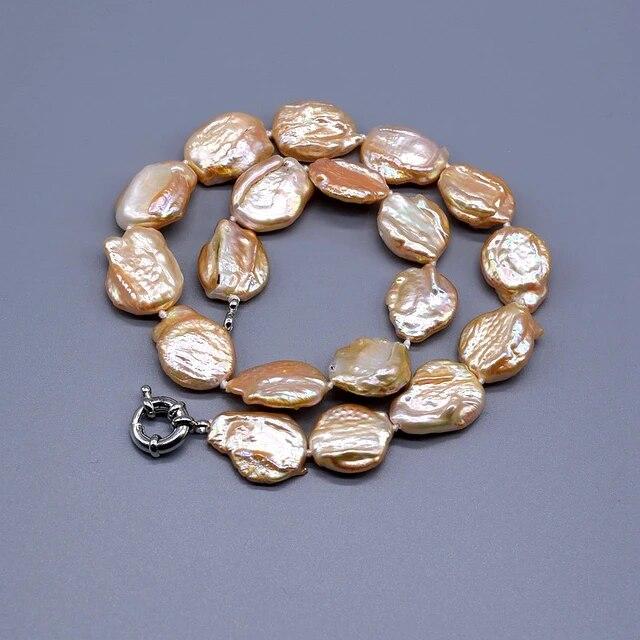 

Натуральная розовая пресноводная жемчужина в стиле барокко, простая большая листовая форма, женское ожерелье ручной работы, свадебные украшения, украшения 45cm