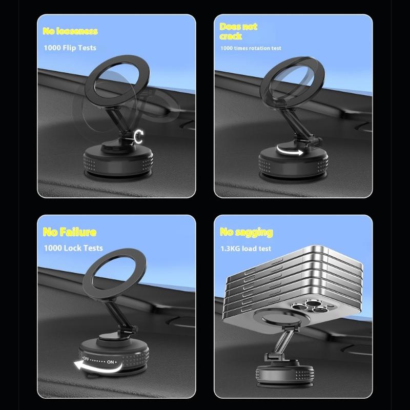 Foldable Magnetic Car Phone Holder Suction Cup Mount Stand for Phone 17 16 Mount Holder for Windshield and Dashboard