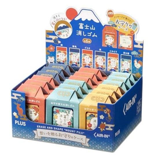 Plus Eraser Air-in Mount Fuji Amulet Support Students 25 Tai Tsurukame Daruma Shika Niwatori Maneki Neko ER-100AF