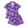 Halloween Women Pajamas Set Ghost Pumpkin Print Short Sleeve Button Down Shirts And Shorts Sleepwear Set 2 Piece Loungewear Pjs Short Set