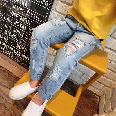 Barneslitte jeans med lys vask for jenter og gutter - Trendy koreansk stil, perfekt for vår og høst
