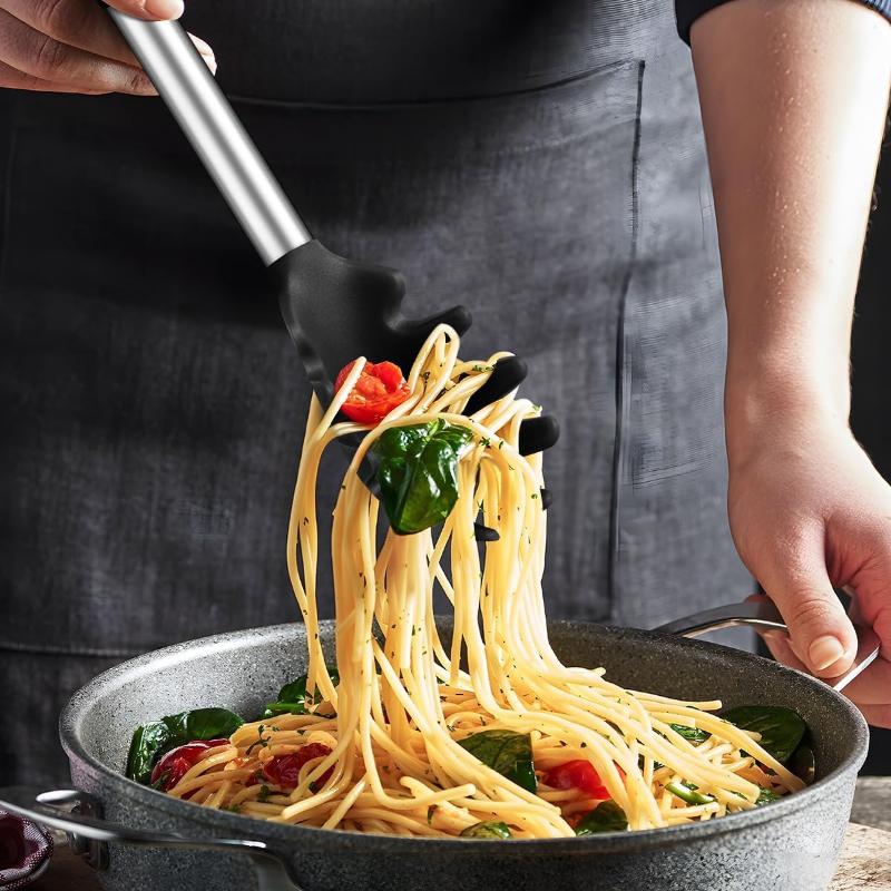 2/1PCS Kitchen Spaghetti Tong Multi Functional Pasta Tongs with Teeth Chuck Heat-resistant Food Serving Tong Noodles Clips