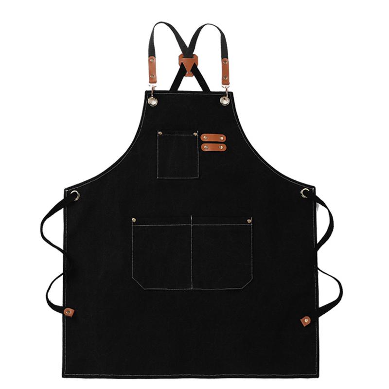 Household Canvas Apron Oil-Proof Can Wipe Hands Kitchen Cooking Men Women Adult With Tool Pockets  Coffee Over Apron