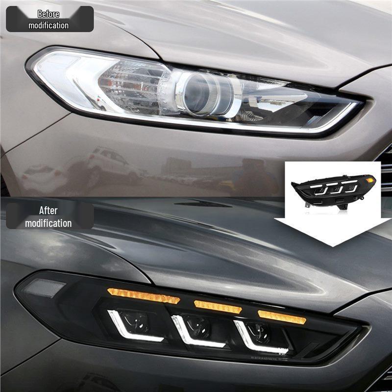 LED Headlight Assembly with Flowing Turn Signals for 13-16 Ford Mondeo, Mustang-Style