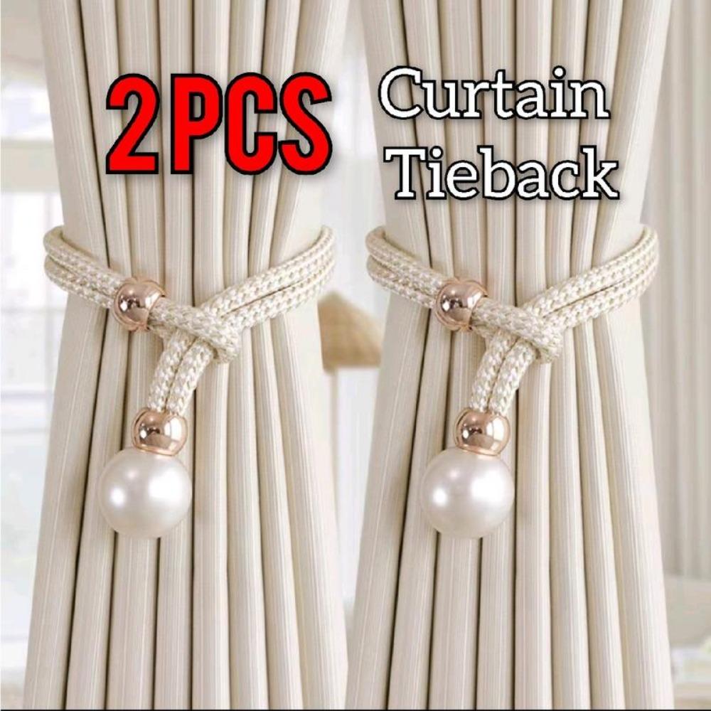 2pcs Polyester Hanging Ball Tiebacks Tassel Fixings Rope Curtain Fasteners  For Home, Bedroom