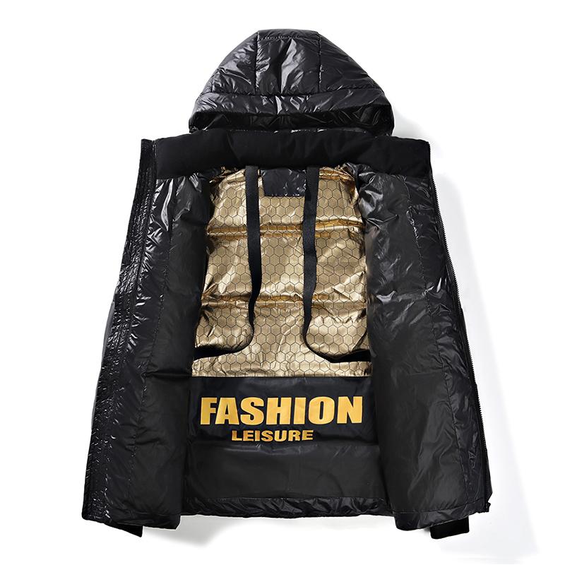 2025 Winter Warm Jacket Men's Trendy Brand Black Gold Bright Waterproof Warm Parka Short Women's Casual Down Cotton Padded Coat