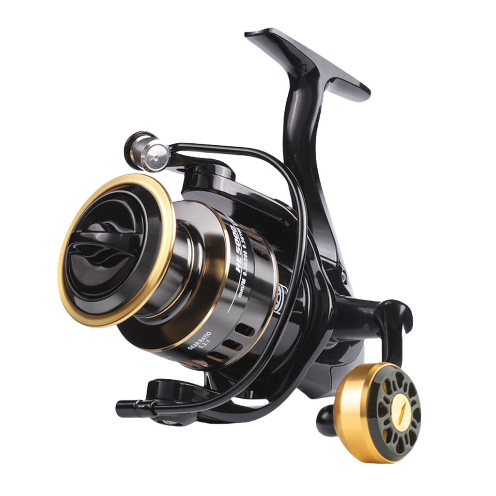 Professional Carp Fishing Reel HE1000-7000 Fishing Spinning Reel for Freshwater Handle Interchangeable 5.2:1 Gear Ratio