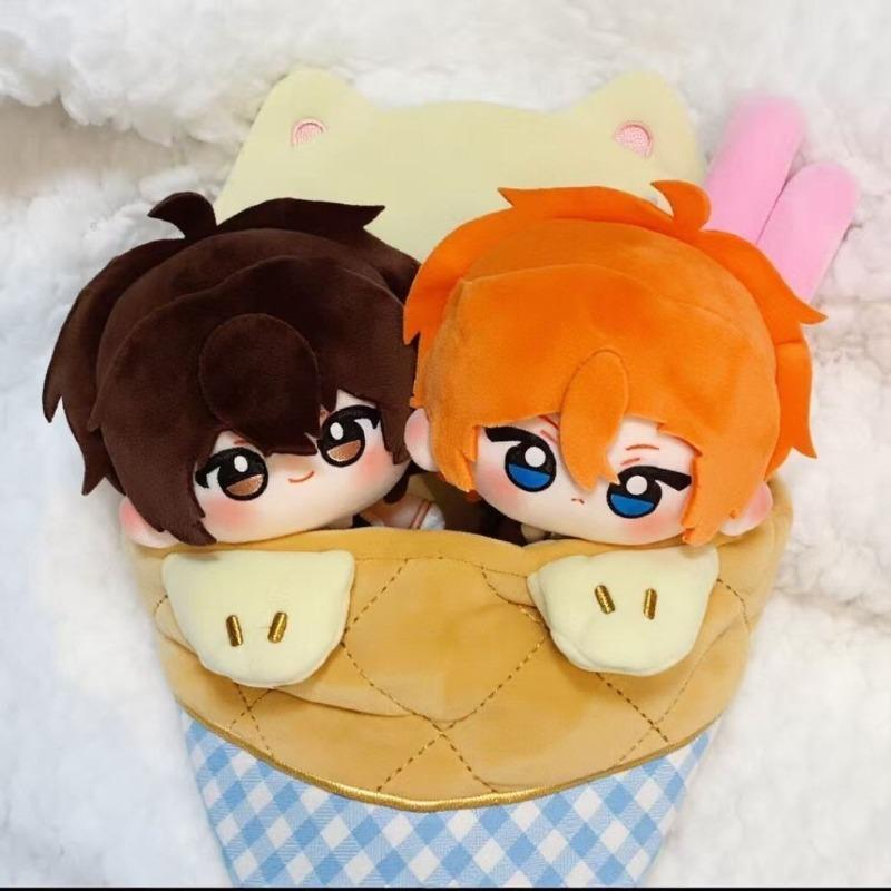 Bungou Stray Dogs 10cm Cotton Doll Dazai Osamu Nakahara Chuya Anime Character Plush Keychain Soft Stuffed Pendant Collectible Gift for Fans Room Decor