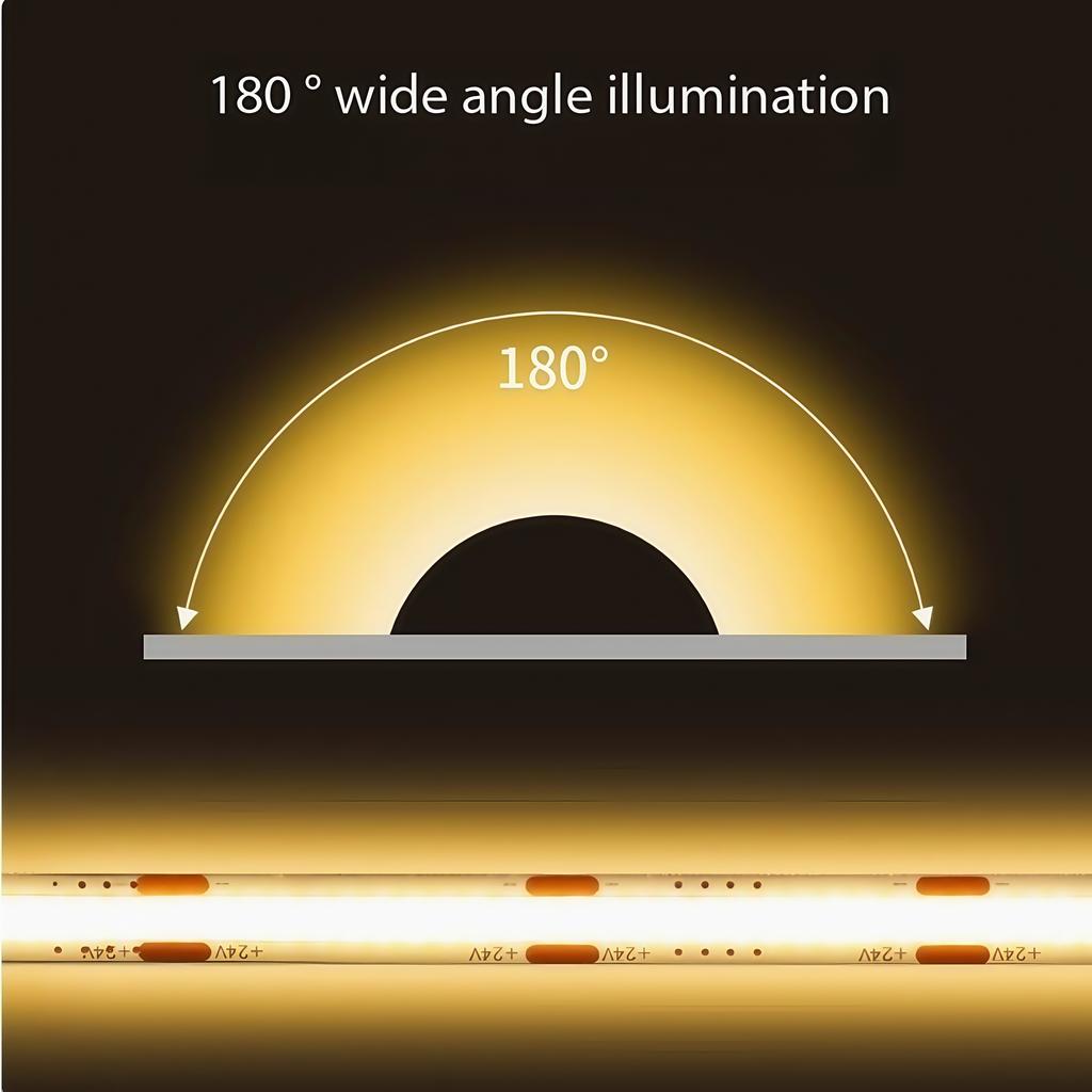 DC 12V 24V FOB COB Strip 320Leds/M High Density RA90 White 3000K 4000K 6000K IP20 Flexible Ribbon Rope LED Light