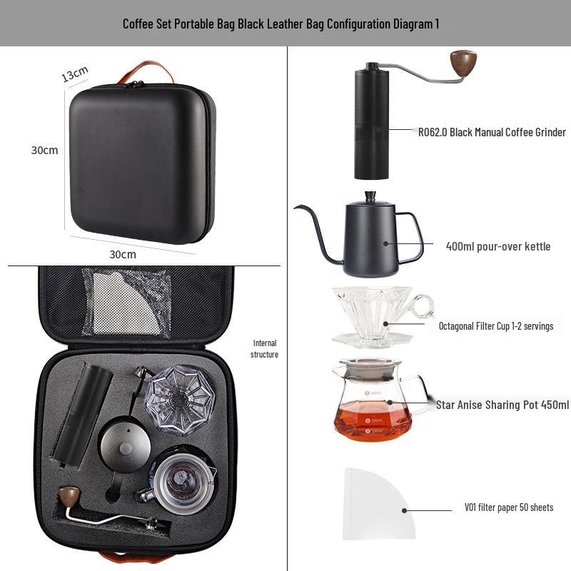 Set Portatile da Caffè Pour-Over da Esterno con Macinacaffè - Ideale per il Campeggio
