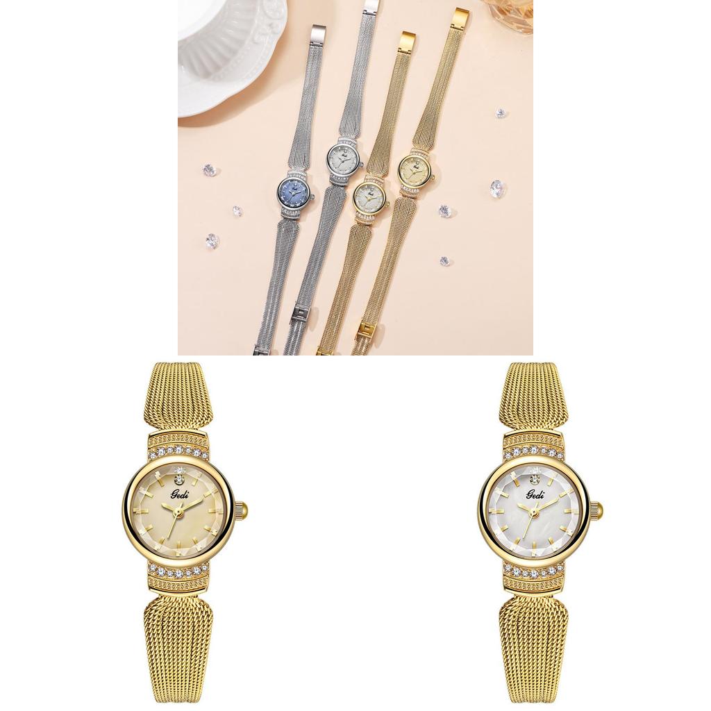 Gedi Ladies Vintage Style Quartz Watch With Stainless Steel Band For Elegant Women