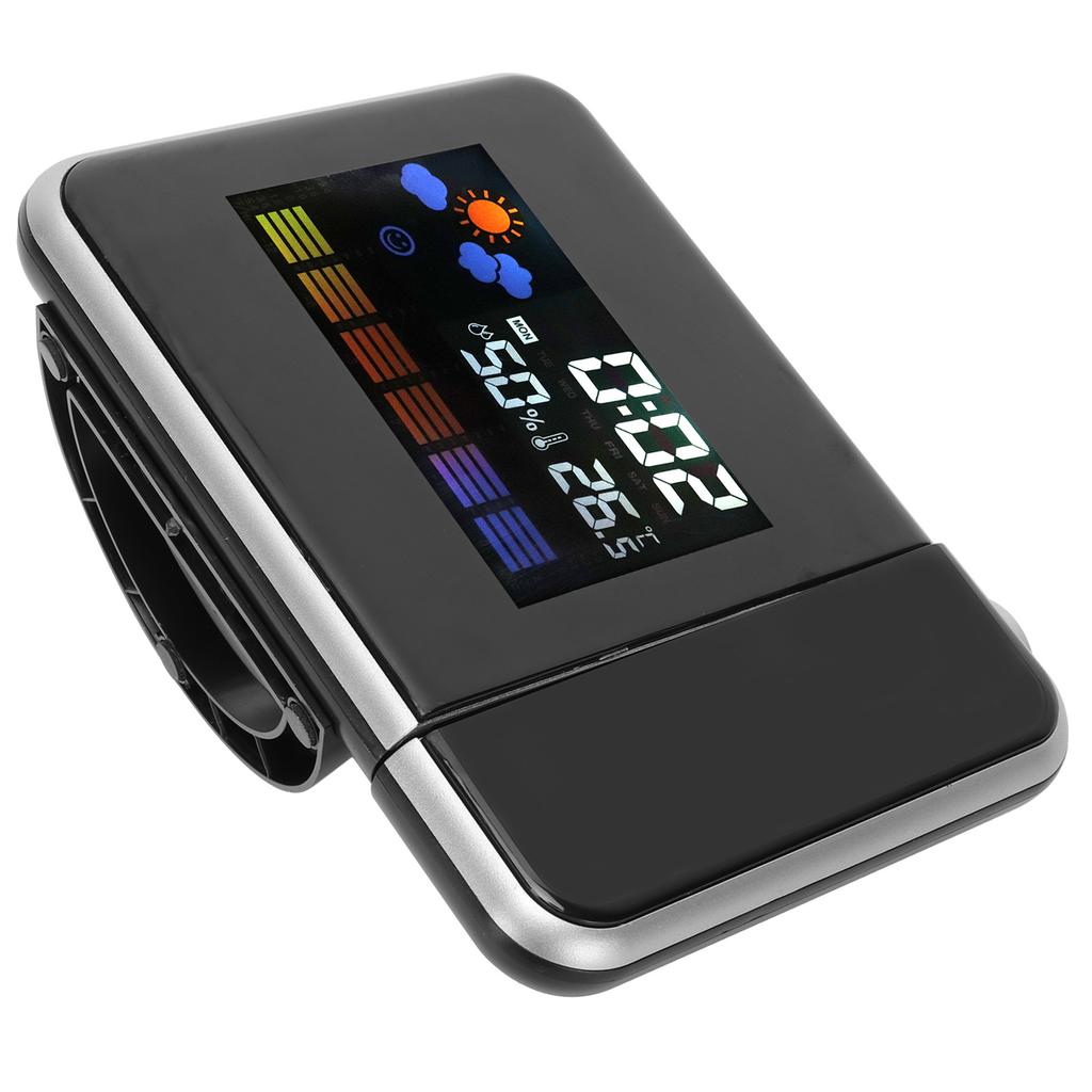 Indoor Projection LED Clock Thermometer Hygrometer Wther Forecast Snooze Perpetual Calendar