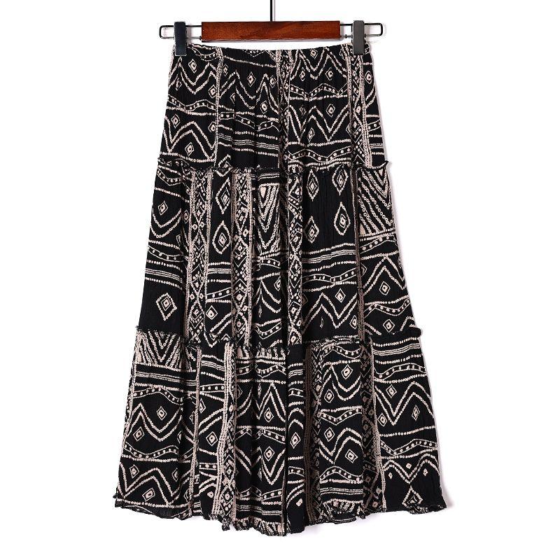 

Модная летняя юбка А-силуэта с драпировкой и в стиле пэчворк 2023 Black One size