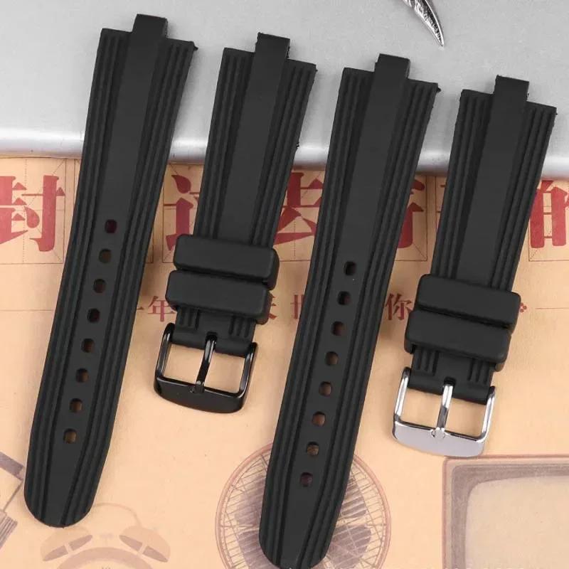 Für Bulgari DIAGONO Serie erhöhte Kante Uhrenarmband wasserdichtes Silikon-Uhrenarmband schwarzes Uhrenzubehör 22 * 7mm
