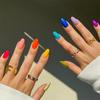 Wearable Ballerina French Rainbow Multi-Color Removable Nail Art Patches