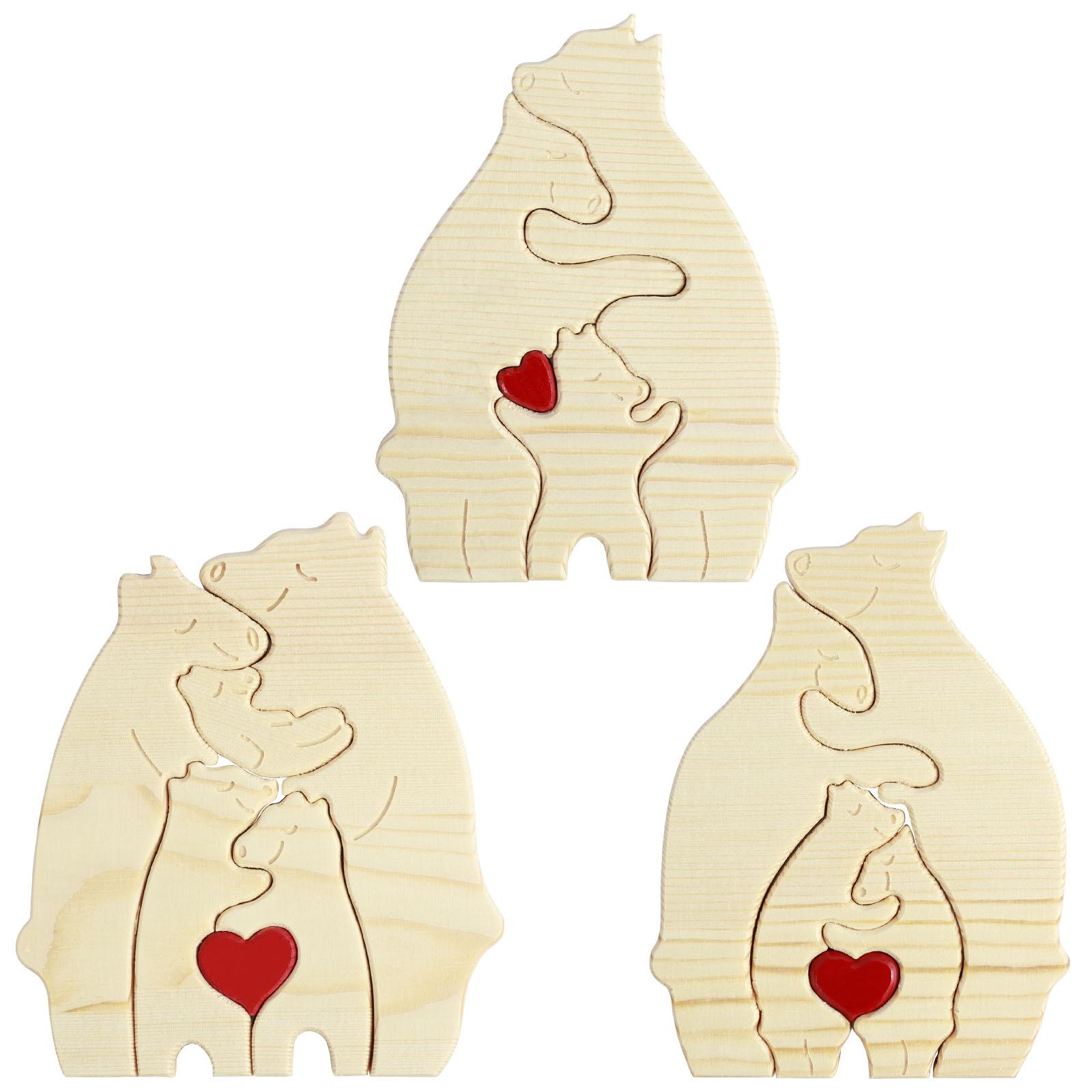 3 шт. Деревянная головоломка Медведь Декоративная семья медведей Деревянная головоломка Креативная деревянная головоломка-пазл Медведь Персонализированная семья медведей Деревянная