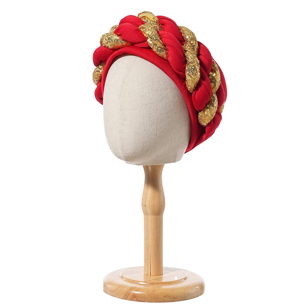 Bonnet for Women Turban Twist Simple Ethnic Headscarf European American Versatile Thick Braids Milk Silk Cross-Wrapped Headgear