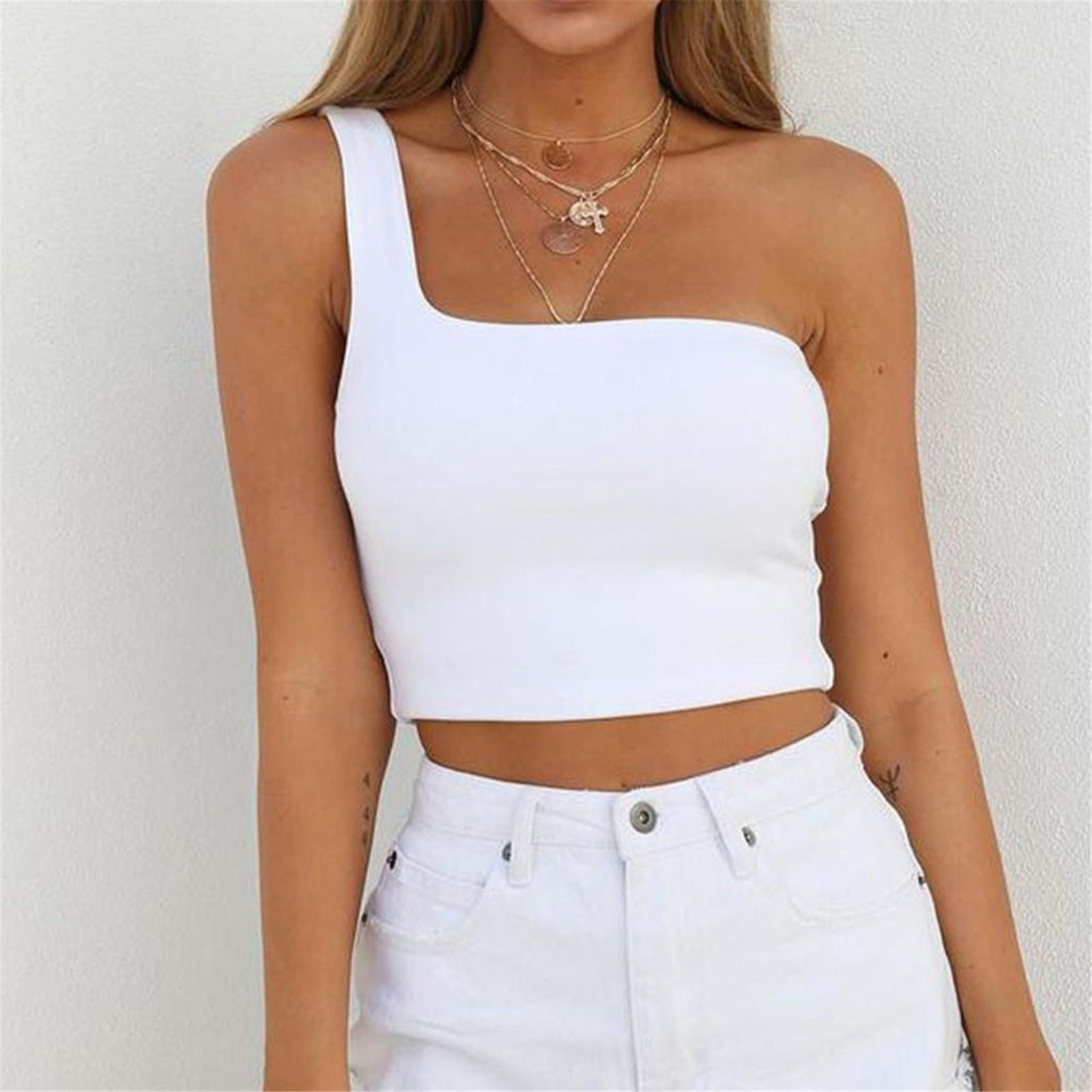 

Жіночий жіночий сексуальний спортивний бюстгальтер з коротким топом на одне плече XL білий