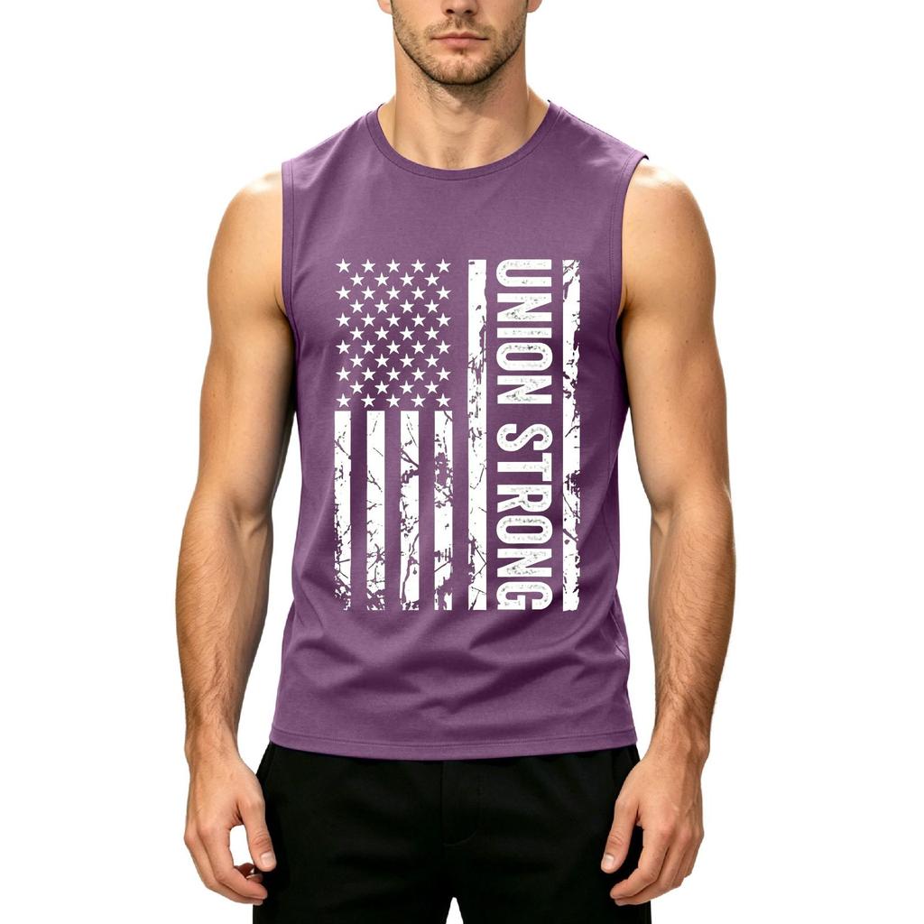 Men's Sleeveless Casual Tank Top Muscle Shirt Printed Graphic Crew Neck Summer Workout Gym Apparel for Outdoor Activities