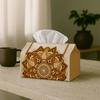 1pc Mandala Decorative Tissue Holder for Ramadan | Geometric Floral Design In Golden for Home, Parties, Car, Kitchen & Bathroom - Everyday Tissue Box,