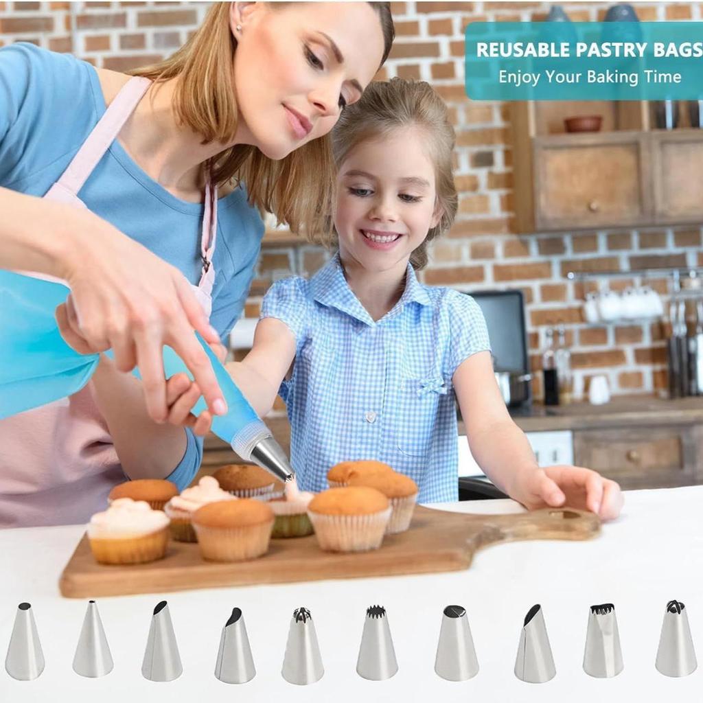 Set di Decorazione per Torte da 120 Pezzi: Sac à poche, Raschietto per crema, Attrezzi da forno