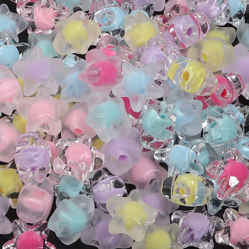 50pcs 12mm Acrylic Star Beads Colorful Five-pointed Star Loose Beads For DIY Jewelry Making Bracelets Phone Chain Accessories