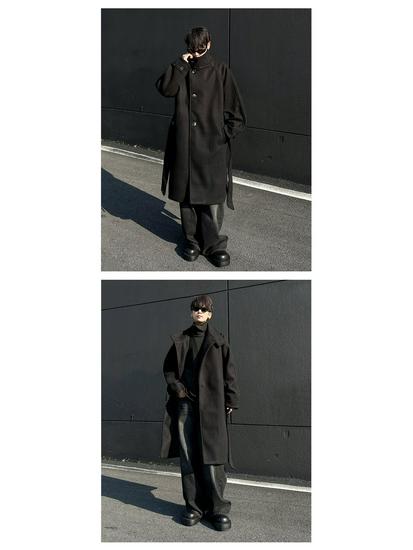 High Street Style Woolen Coat for Men and Women - Loose Mid-Length Korean Over-the-Knee Trench for Autumn/Winter