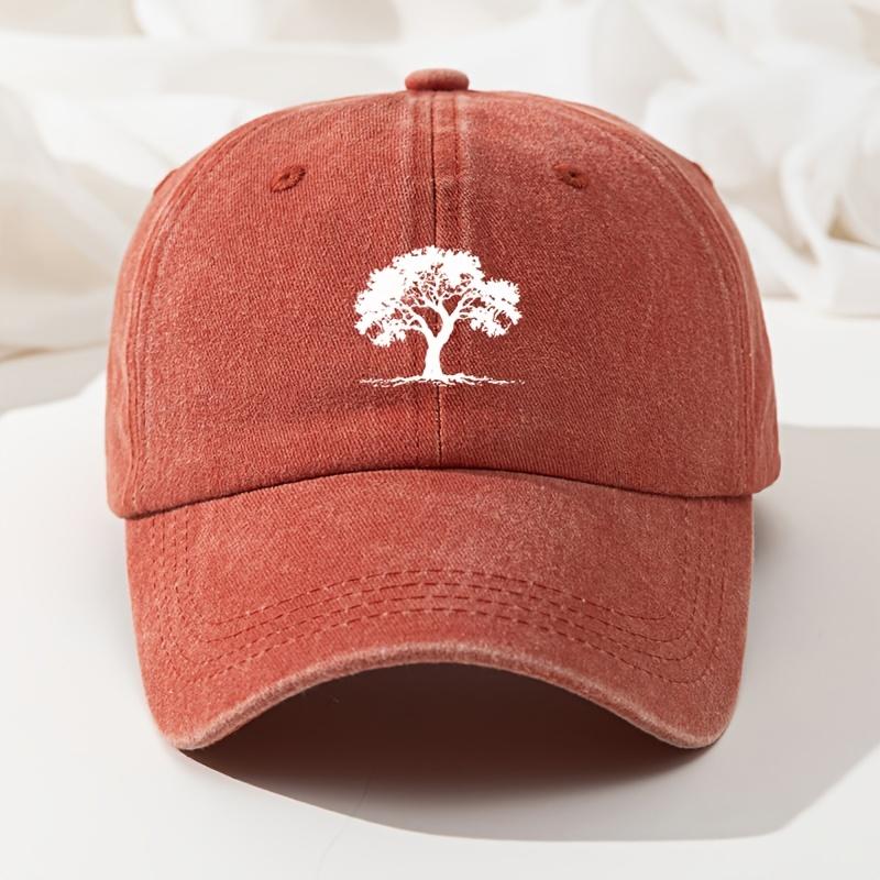 Big Tree Print Baseball Cap Retro Washed Casual Cap Baseball Cap Old Style High Quality Hip Hop Hat Adjustable