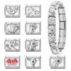 Wholeasle Shiny Zircon Shell Love Heart Devil Eyes Italian Charm Links Fit 9mm Stainless Steel Bracelet Women Jewelry DIY Making