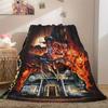 VIKAMA Slasher Street Freddy Cover Blanket Metal Claws & Burning Haunted House Horror Scene Halloween Gift Theme Blanket