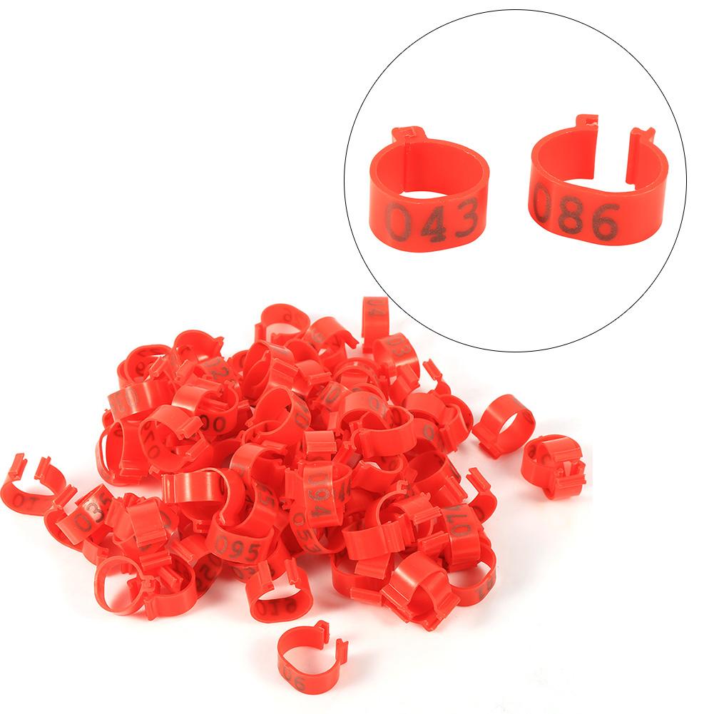 Bird Leg Rings Poultry Leg Bands 6Colors /Bag 16MM 001-100 Numbered Plastic Poultry Chickens Ducks Goose Leg Bands Rings