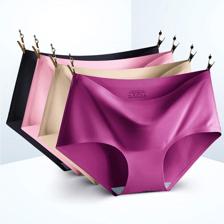 Plus Size Mid-Waist Ice Silk Triangle Briefs for Women