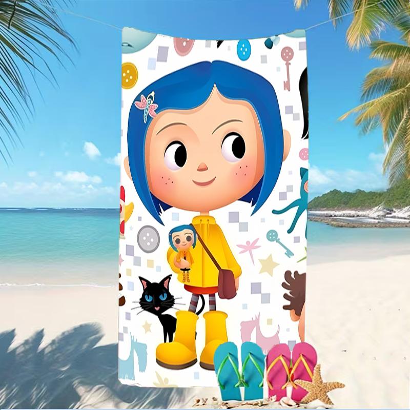 Beach Towel with Coraline Pattern - Soft,absorbent,machine Washable Lightweight&Modern,swimming,Travel Essentials