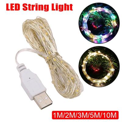 Copper Silver Wire Fairy Light USB Garland Light  Christmas Wedding Party Decoration