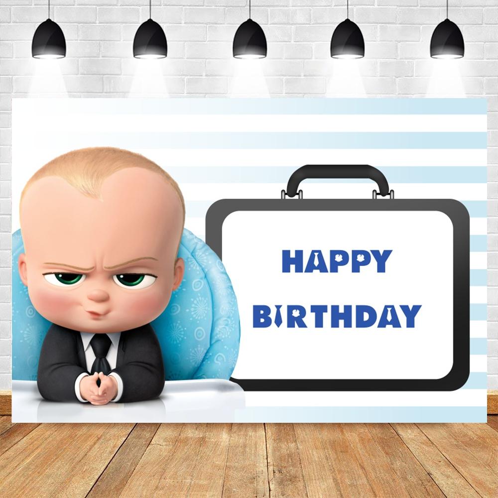 Boss Baby Thema Achtergrond Meisje Jongen Verjaardagsfeest Kinderkamer Decoratie Fotografie Achtergrond Gepersonaliseerd Naam Poster Banner