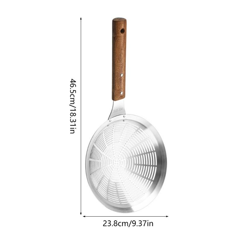Kitchen Strainer Skimmer Ladle 304 Stainless Steel Mesh Colander with Long Wood Handle Cooking Utensils for Cooking