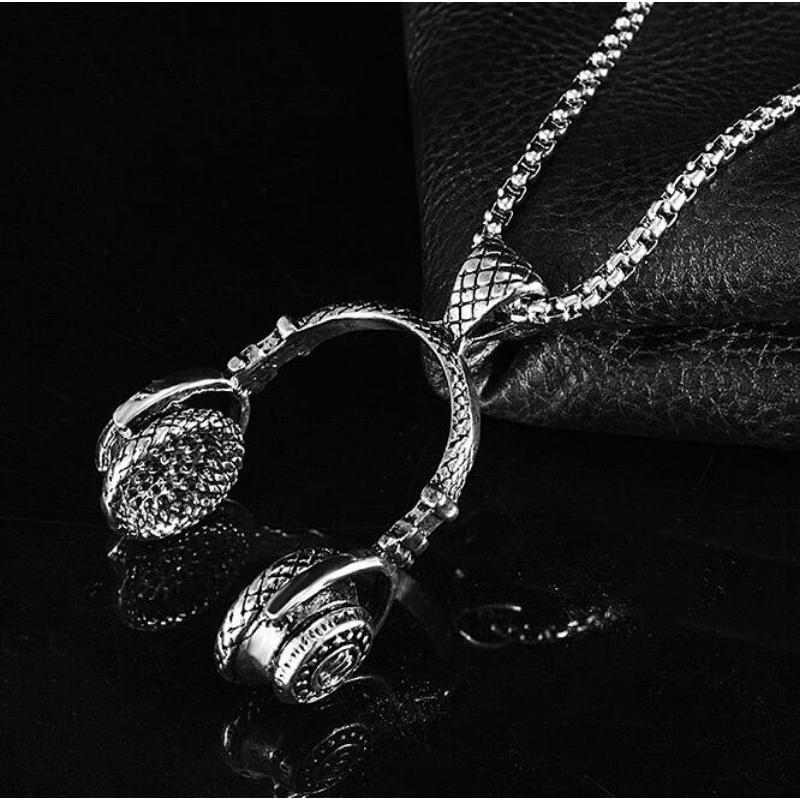 Jewelry, Music, Headphones, Pendant, Titanium Steel Men's Necklace, Fashionable Rock Style, Hot Selling