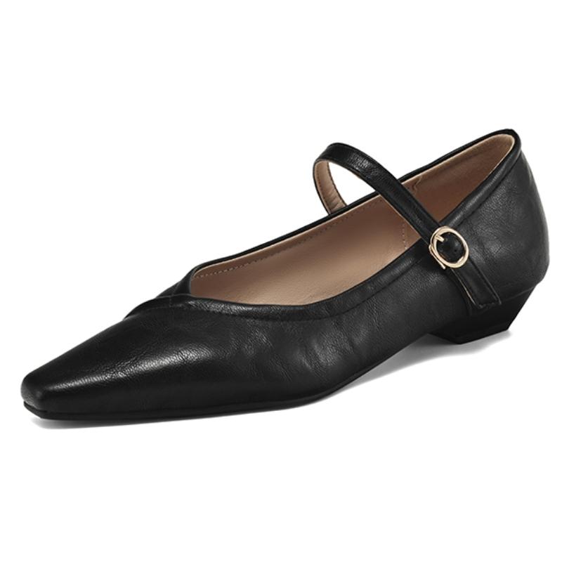 Eleganta Damskor med Låg Klack Mary Janes 2025 Mode Remmar Svart Nude Ballerinaskor Fest Bröllop Kontorsskor Kvinnliga Bekväma