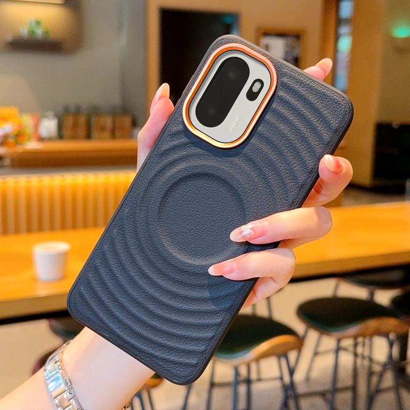 

For OnePlus Ace 6 Case Magnetic Ripple Pattern PU Leather Cover with Metal Camera Lens for One Plus ACE6 OnePlus Ace 6