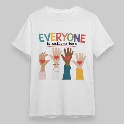 Women's Plus Size Classic T-Shirt Mens Womens Tees Top Everyone Is Welcome Here Hands Hearts Tee