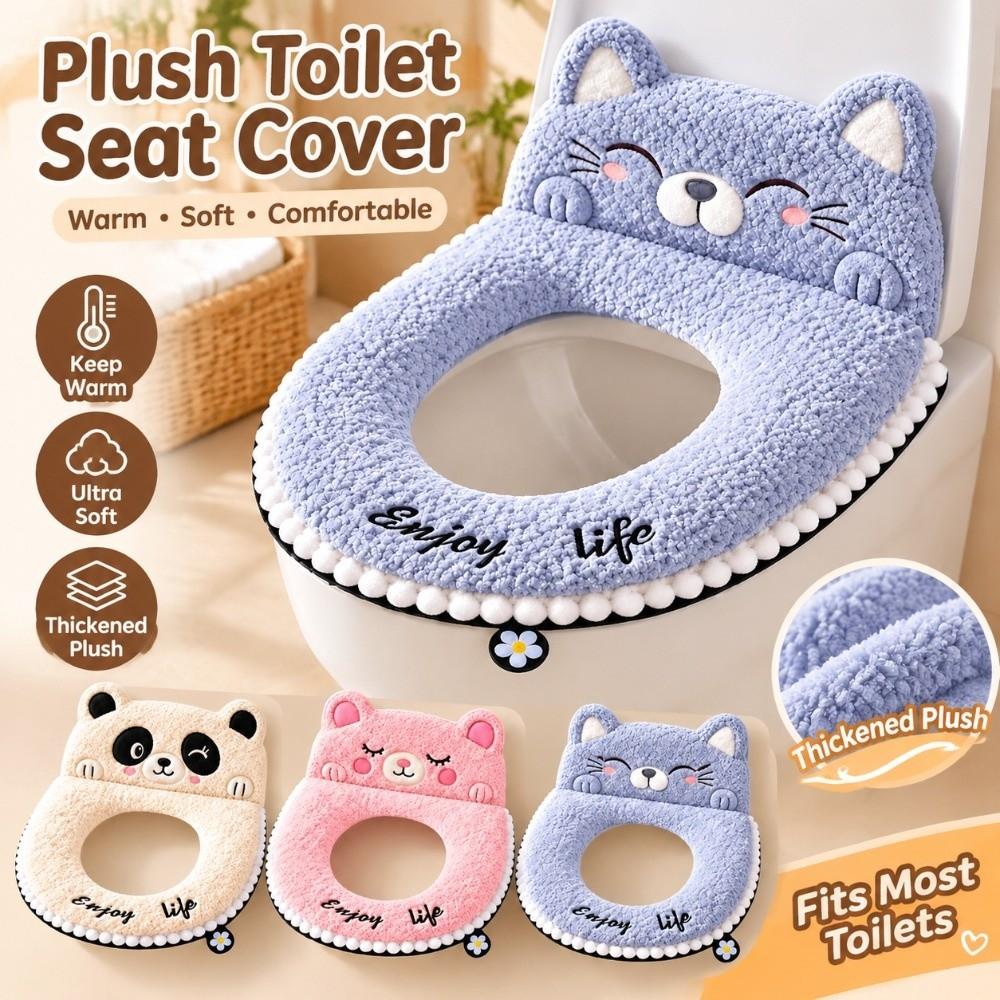Faux Cashmere Toilet Seat Cover Thickened Plush Toilet Seat Pad  For Bathroom Toilet Autumn Winter