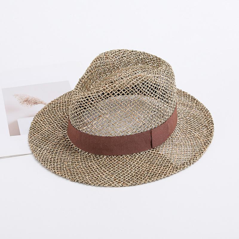2025 New Men's Women's Wide-brimmed Seaweed Sun Hat Jazz Spring Summer Straw Hat Simple Fashion Topper Sunscreen Sunshade Hat