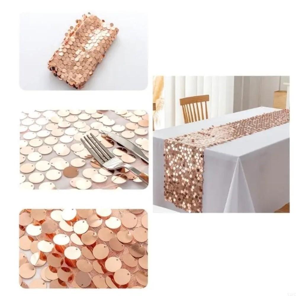 Sparkling Sequins Table Runner Luxurious Glitters Table Cover  Underwater Themed Parties