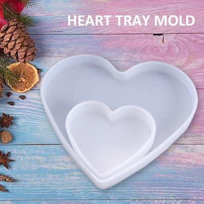 2pcs/set Heart Coaster Tray Silicone Mold Love Shape Dish Resin Plate Craft DIY