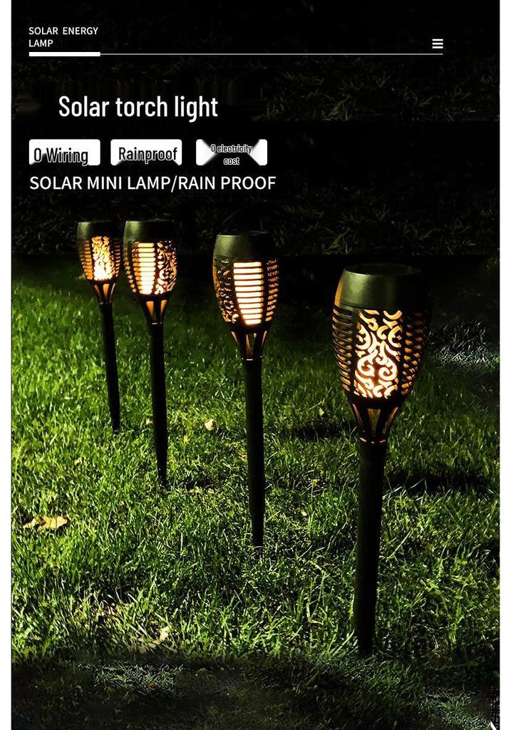 Solar Flame Torch Light - 12 LED Ground Stake for Courtyard Decoration (In Stock)