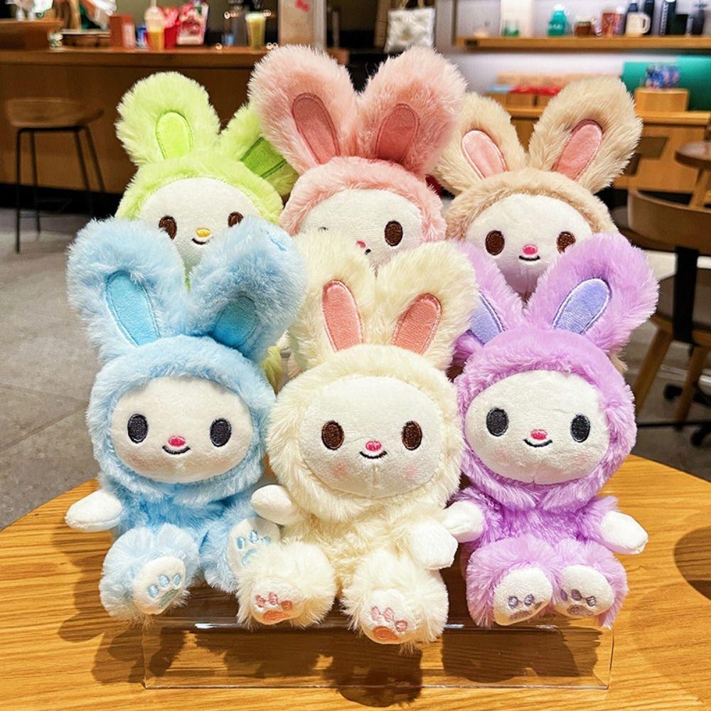Stuffed Small Animal Keychain Cartoon Car Key Ring Rabbit Plush Dolls Pendant Students