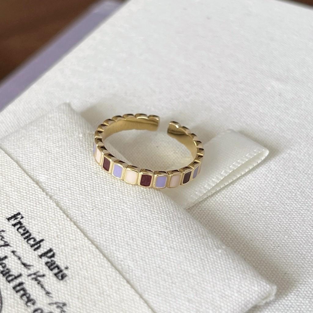 Captivating Iris French Violet Enamel Drop Ring With Brilliant Zircon For Women