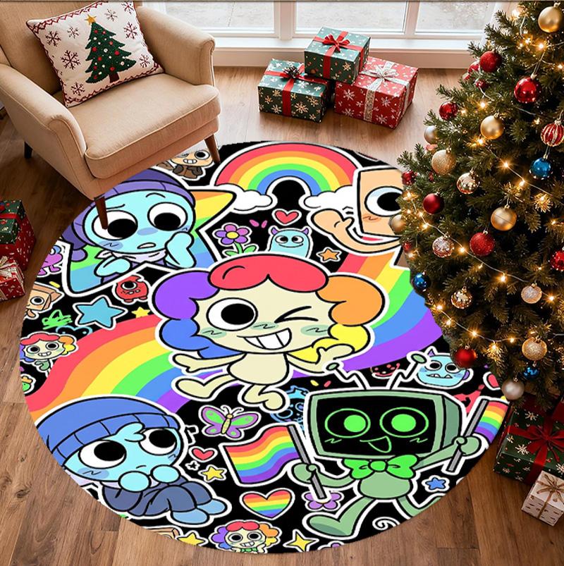 Dandy's World Pattern Round Rug, Indoor/Outdoor Mat, for Picnic, Gameroom, Bedroom, Office, Living Room, Home Decor Carpet, Birthday Gift