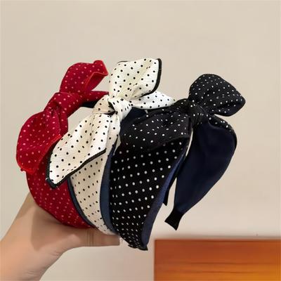 Korean Classic Red and White Polka Dot Bow Headband for Women, New High-end Fashionable Headband, Children's Hair Accessories