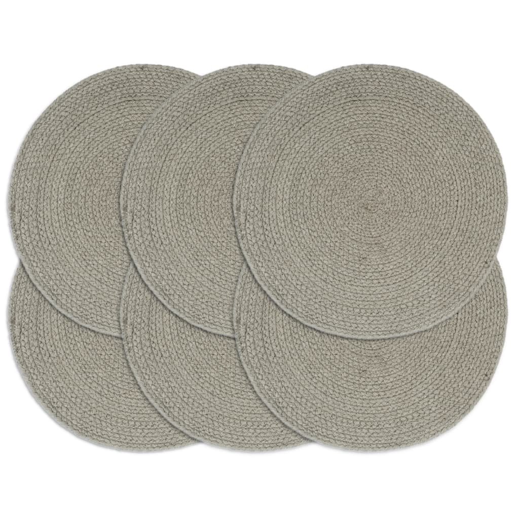 Cheap Placemats 6 pcs Uni Gray 38 cm Round Cotton Joom